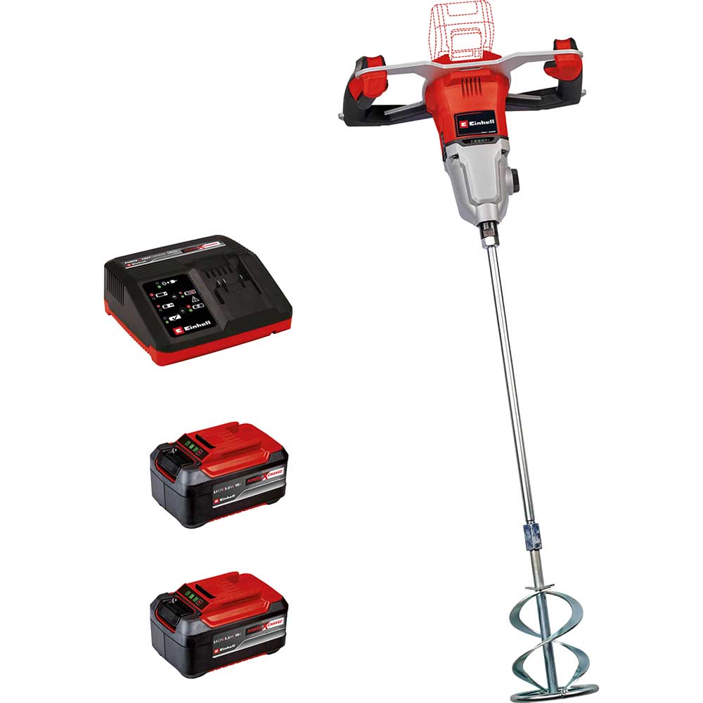 Einhell Professional TP-MX 18-2 Li BL 18v Cordless Brushless Paddle Mixer 2 x 5.2ah Li-ion Battery Charger No Case