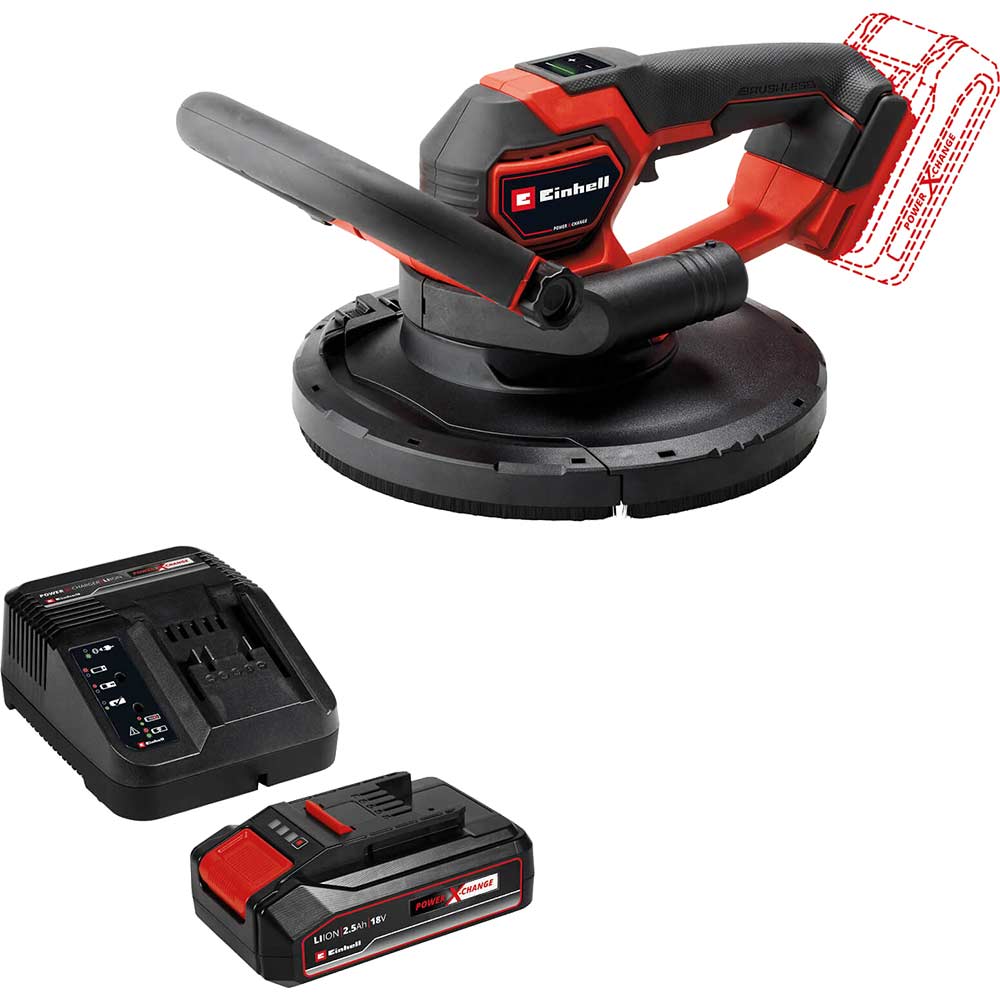 Einhell TP-DWS 18/225 Li BL 18v Cordless Drywall Sander 225mm 1 x 2.5ah Li-ion Charger No Case