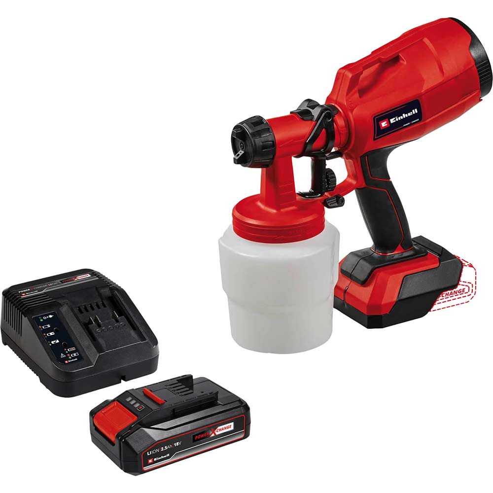 Image of Einhell TC-SY 18/60 Li 18v Cordless Paint Spray Gun 1 x 2.5ah Li-ion Charger No Case