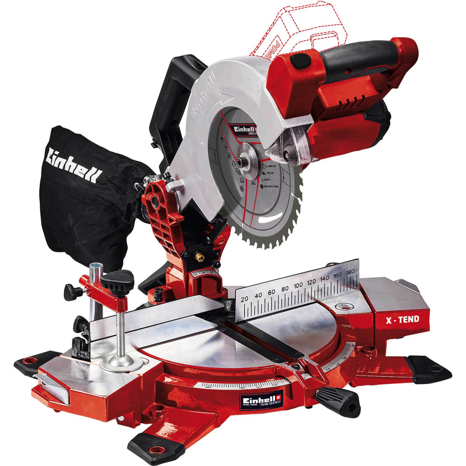 Image of Einhell TE-MS 18/210 Li 18v Cordless Compound Mitre Saw 210mm No Batteries No Charger No Case