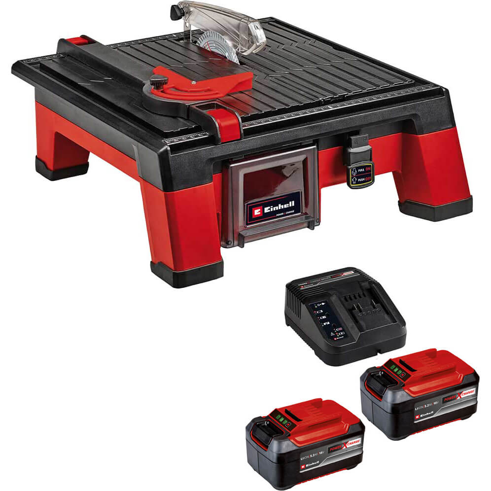 Einhell TE-TC 18/115 Li 18v Cordless Tile Saw 115mm 2 x 5.2ah Li-ion Battery Charger No Case