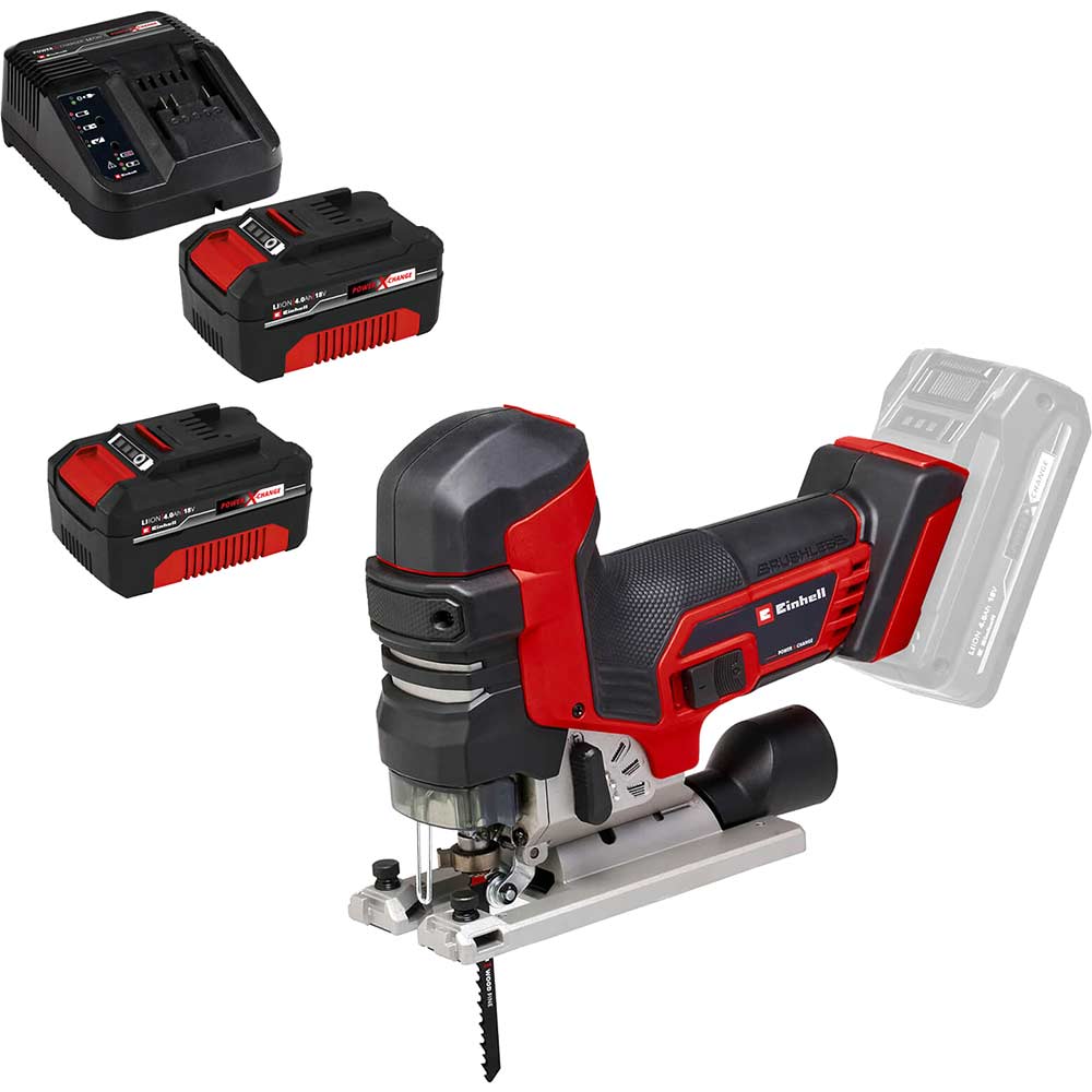 Einhell Professional TP-JST 18/135 Li BL 18v Cordless Brushless Jigsaw 2 x 4ah Li-ion Battery Charger No Case