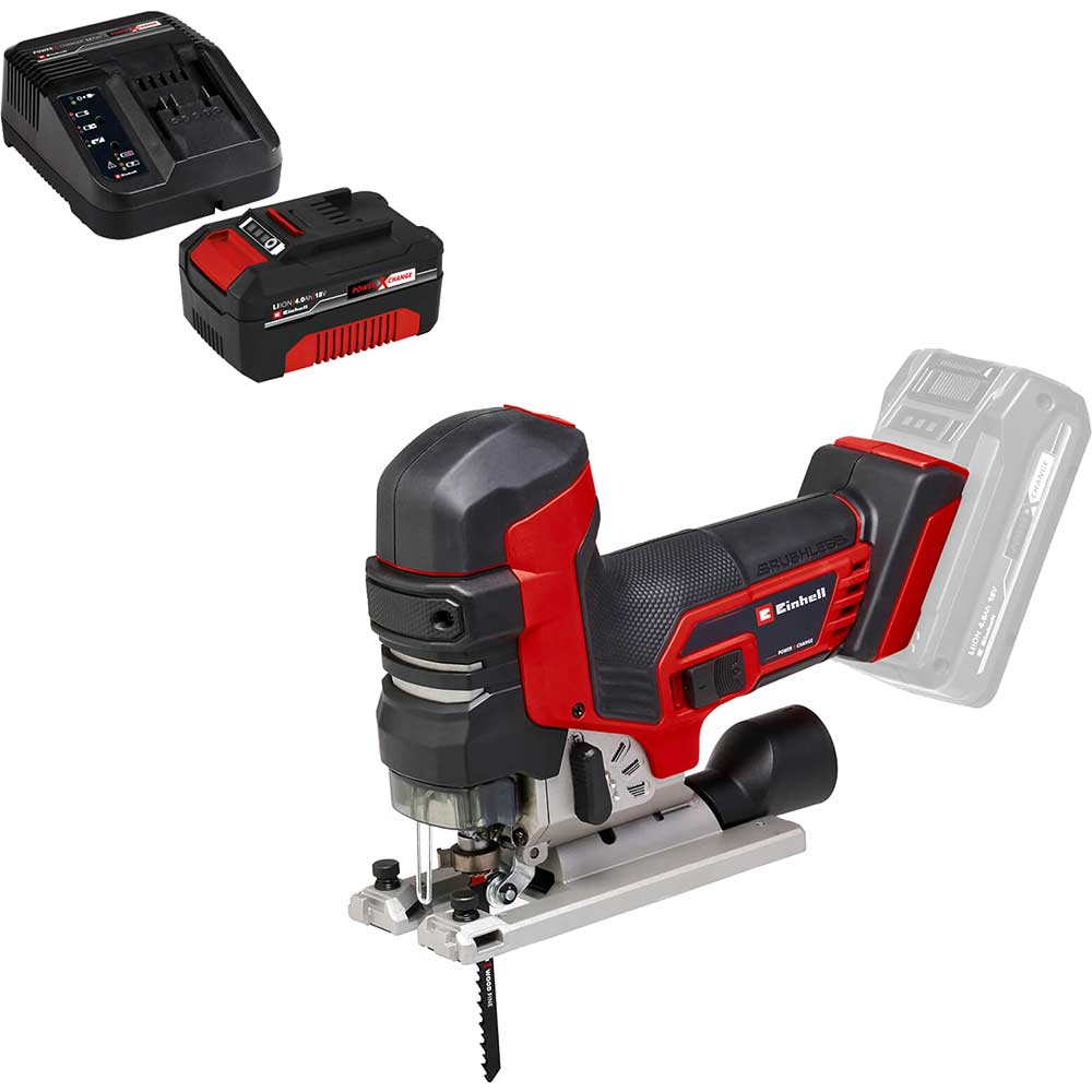 Einhell Professional TP-JST 18/135 Li BL 18v Cordless Brushless Jigsaw 1 x 4ah Li-ion Battery Charger No Case