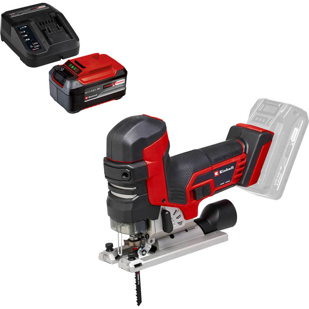 Einhell Professional TP-JST 18/135 Li BL 18v Cordless Brushless Jigsaw 1 x 5.2ah Li-ion Battery Charger No Case