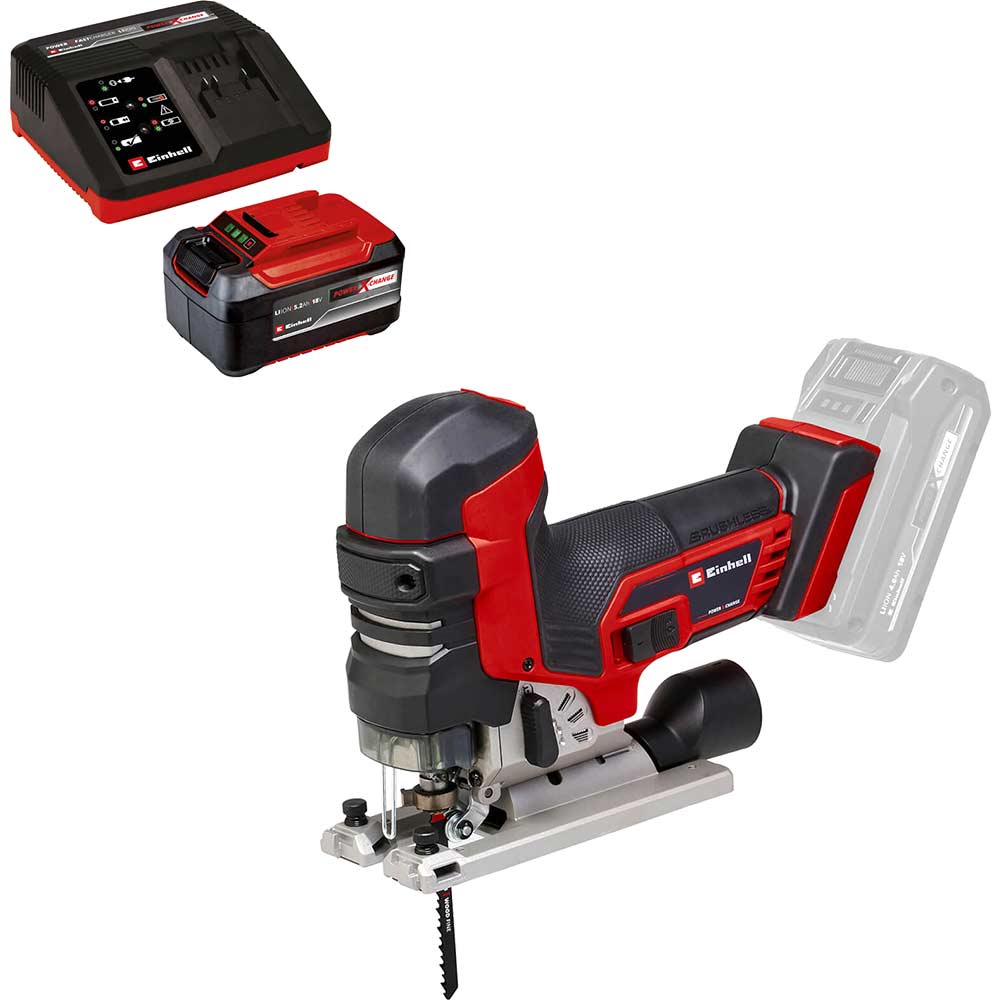 Einhell Professional TP-JST 18/135 Li BL 18v Cordless Brushless Jigsaw 1 x 5.2ah Li-ion Battery Charger No Case