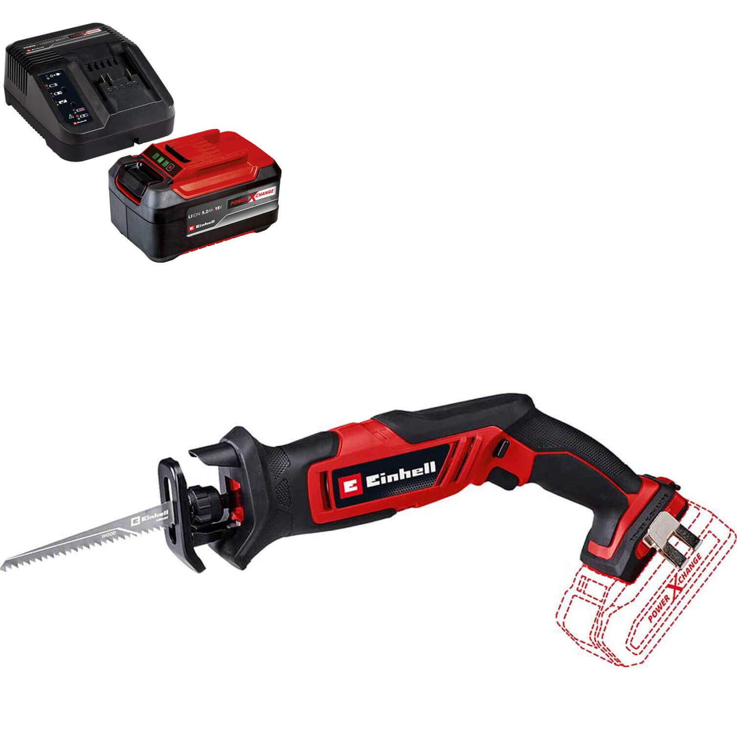 Einhell TE-AP 18/13 Li 18v Cordless One Handed Reciprocating Saw 1 x 5.2ah Li-ion Charger No Case