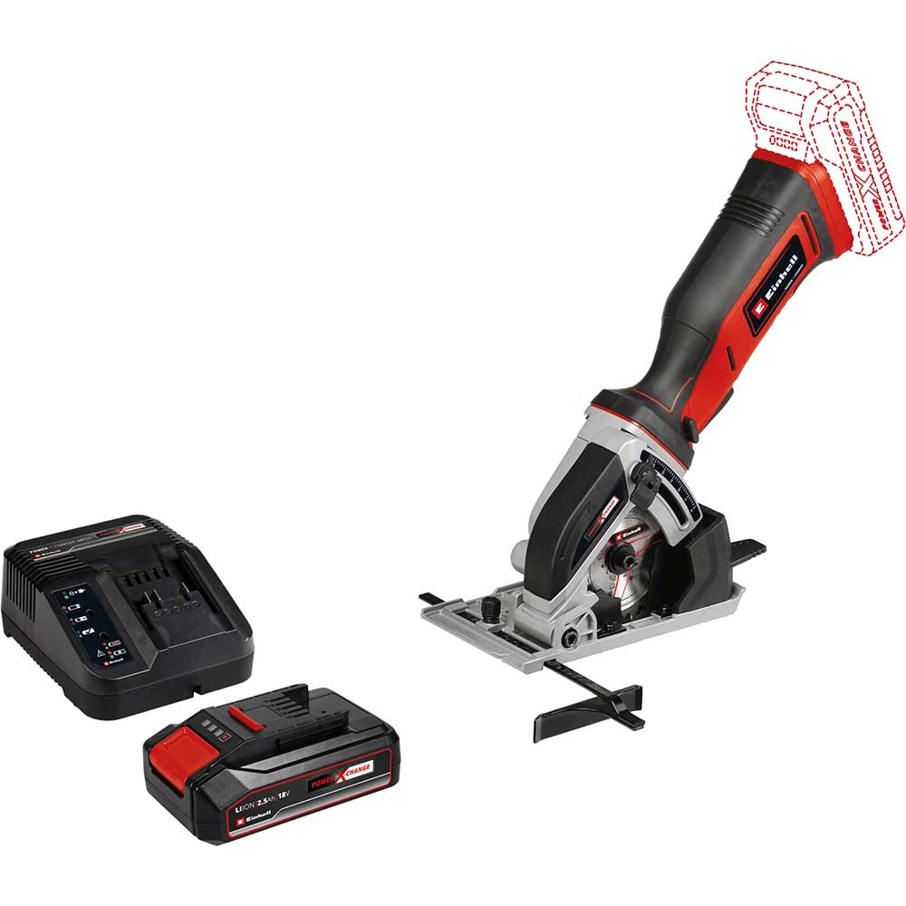 Einhell TE-CS 18/89 Li 18v Mini Cordless Circular Saw 89mm 1 x 2.5ah Li-ion Battery Charger No Case