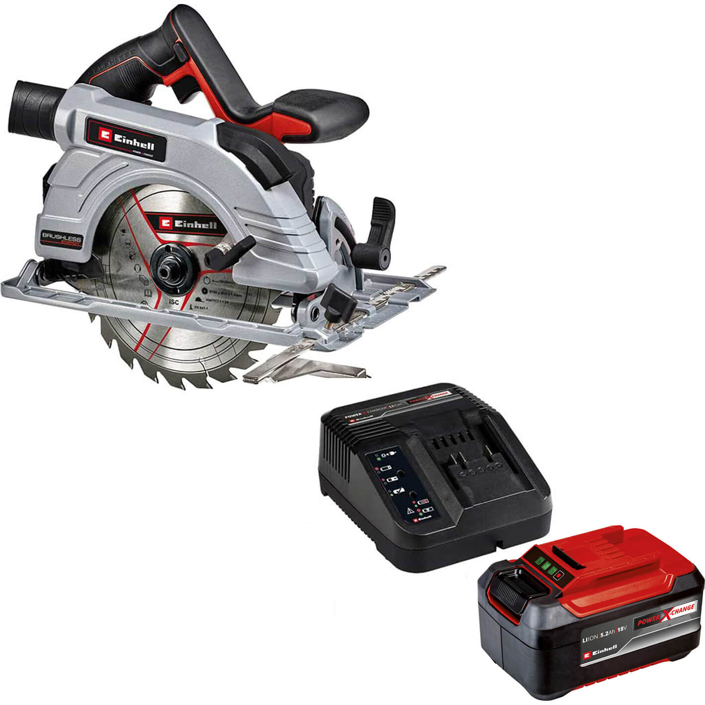 Einhell TE-CS 18/190 Li BL 18v Cordless Brushless Circular Saw 190mm 1 x 5.2ah Li-ion Battery Charger No Case