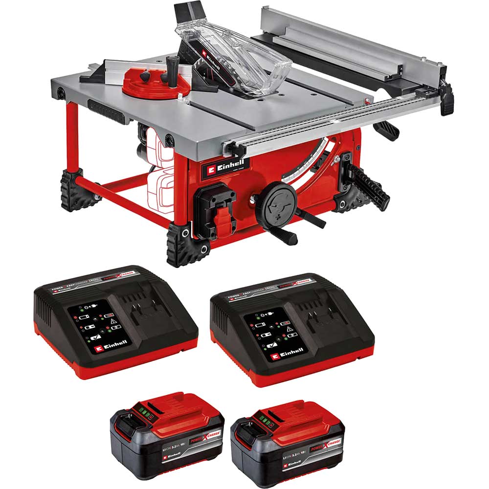 Einhell TE-TS 36/210 Li 36v Cordless Table Saw 210mm 2 x 5.2ah Li-ion Twin or Dual Battery Charger No Case