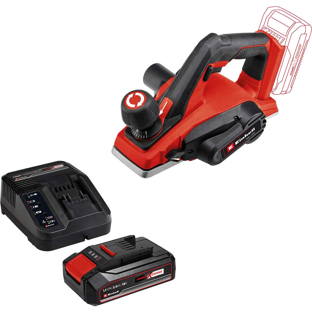 Image of Einhell TE-PL 18/82 Li 18v Cordless Planer 1 x 2.5ah Li-ion Charger No Case