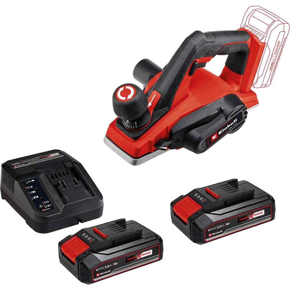 Image of Einhell TE-PL 18/82 Li 18v Cordless Planer 2 x 2.5ah Li-ion Charger No Case