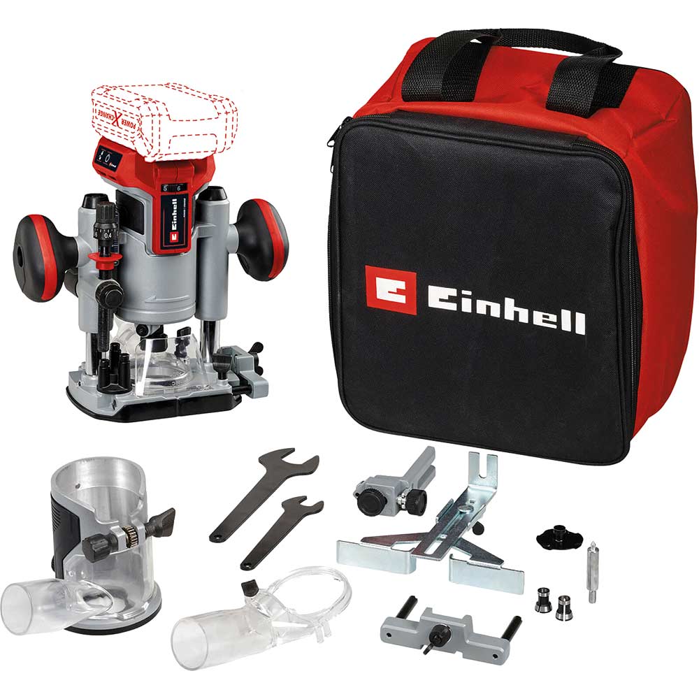 Einhell Professional TP-RO 18 Li BL 18v Cordless Brushless Plunge and Trim Router Set No Batteries No Battery Charger Bag