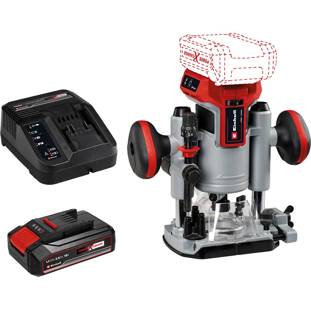 Einhell Professional TP-RO 18 Li BL 18v Cordless Brushless Plunge Router 1 x 2.5ah Li-ion Battery Charger No Case