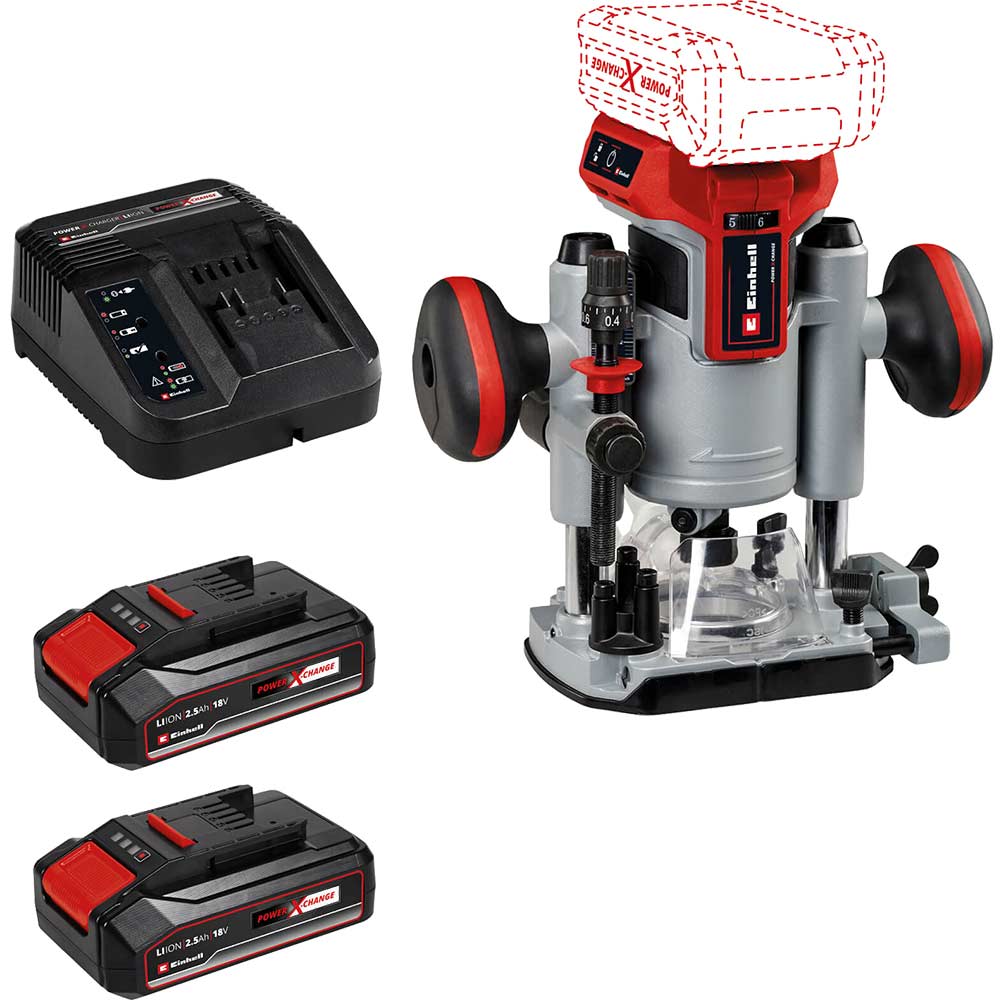 Einhell Professional TP-RO 18 Li BL 18v Cordless Brushless Plunge Router 2 x 2.5ah Li-ion Battery Charger No Case