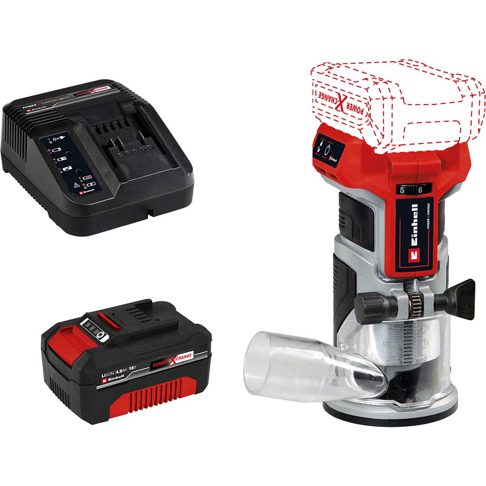 Einhell Professional TP-ET 18 Li BL 18v Cordless Brushless Trim Router 1 x 4ah Li-ion Battery Charger No Case