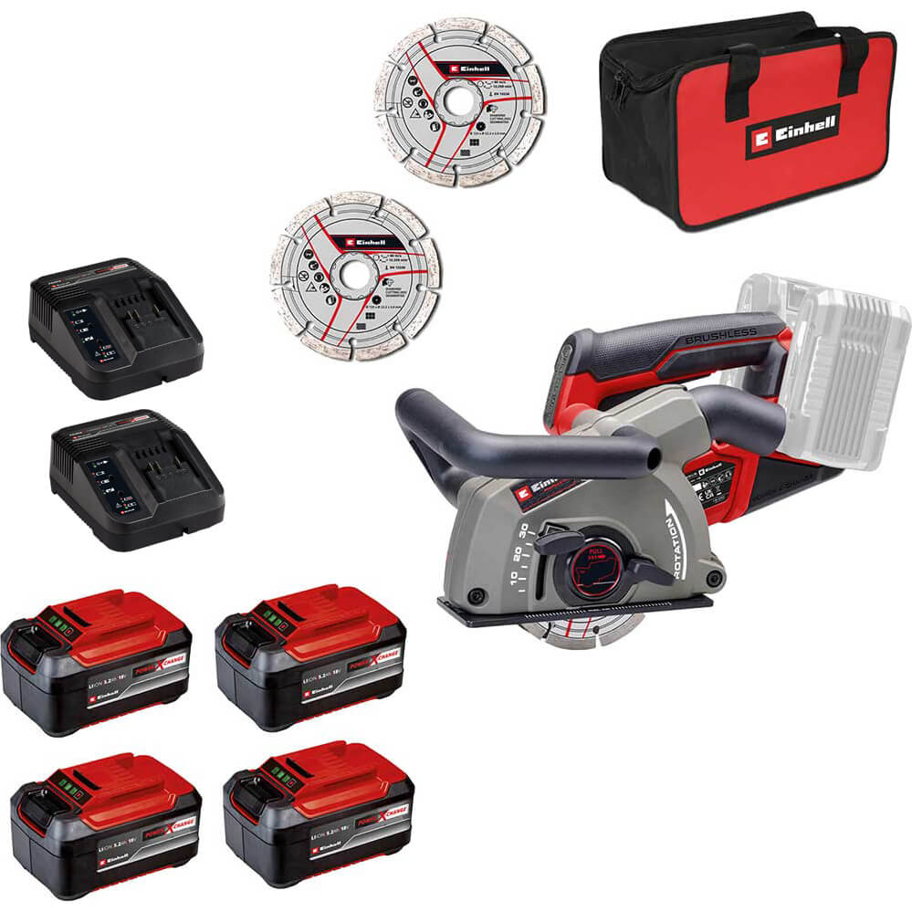 Einhell Professional TP-MA 36/30 Li BL 36v Cordless Brushless Wall Chaser 4 x 5.2ah Li-ion Twin or Dual Battery Charger Bag