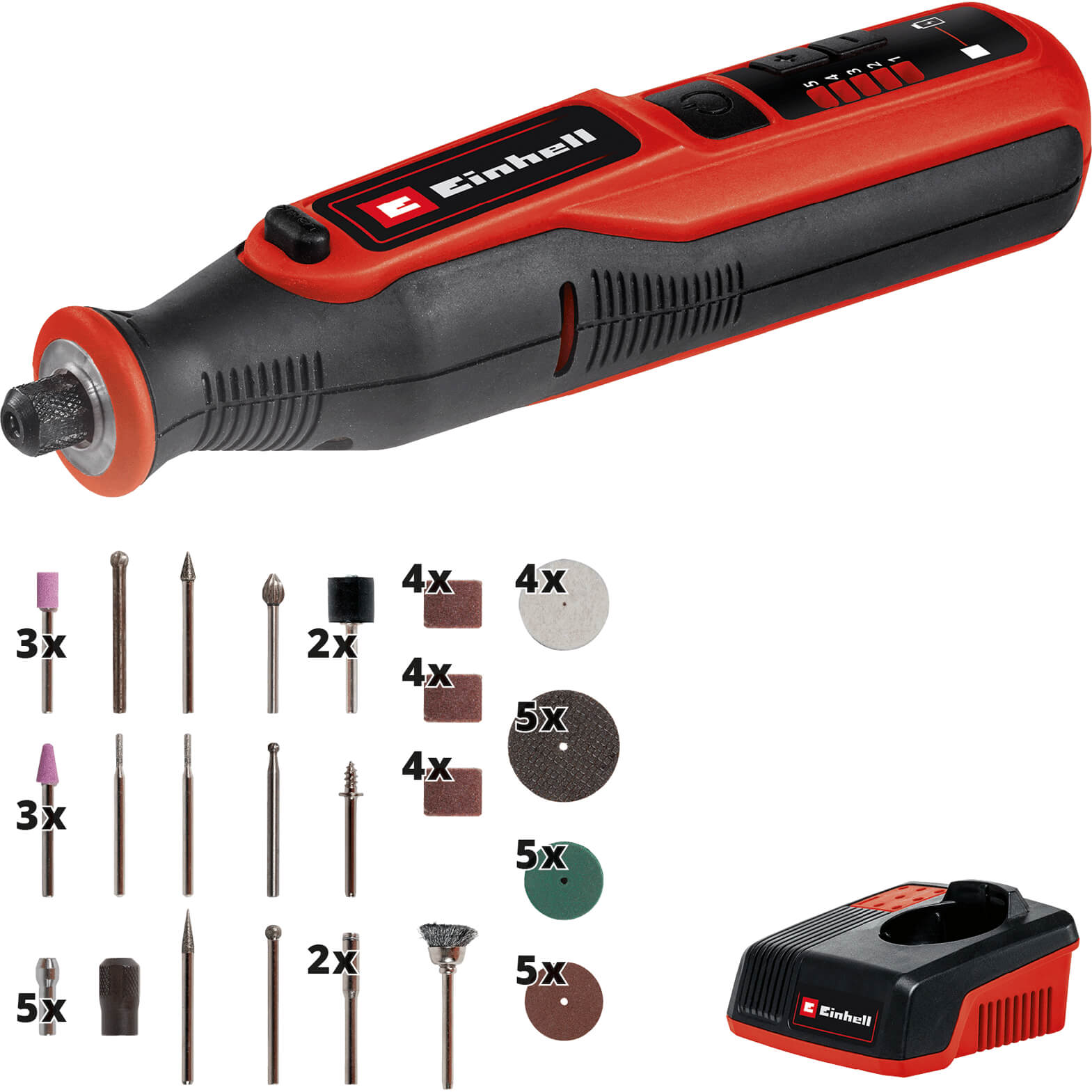 Image of Einhell TE-MT 7.2 Li 7.2v Cordless Rotary Multi Tool with 57 Accessories 1 x 1.5ah Integrated Li-ion Charger Case