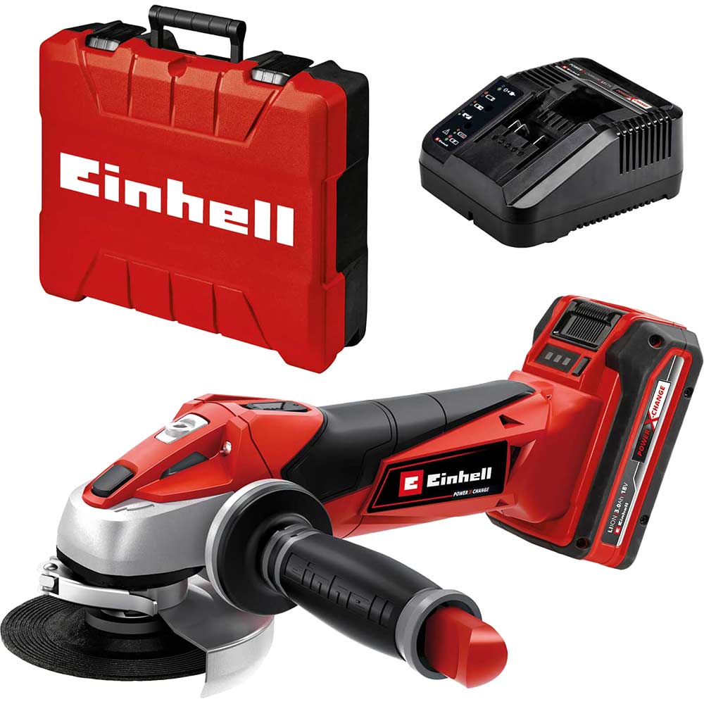 Einhell TE-AG 18/115 Li 18v Cordless Angle Grinder 115mm 1 x 3ah Li-ion Charger Case