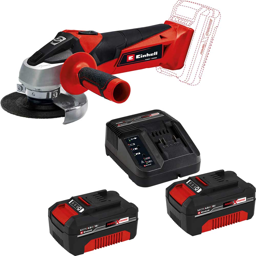 Einhell TC-AG 18/115 Li 18v Cordless Angle Grinder 115mm 2 x 4ah Li-ion Charger No Case