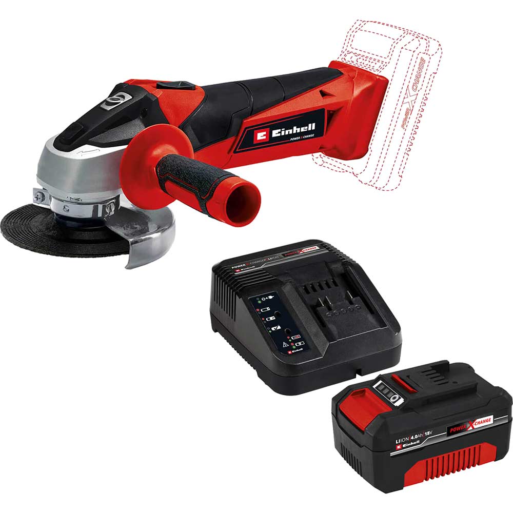 Einhell TC-AG 18/115 Li 18v Cordless Angle Grinder 115mm 1 x 4ah Li-ion Charger No Case