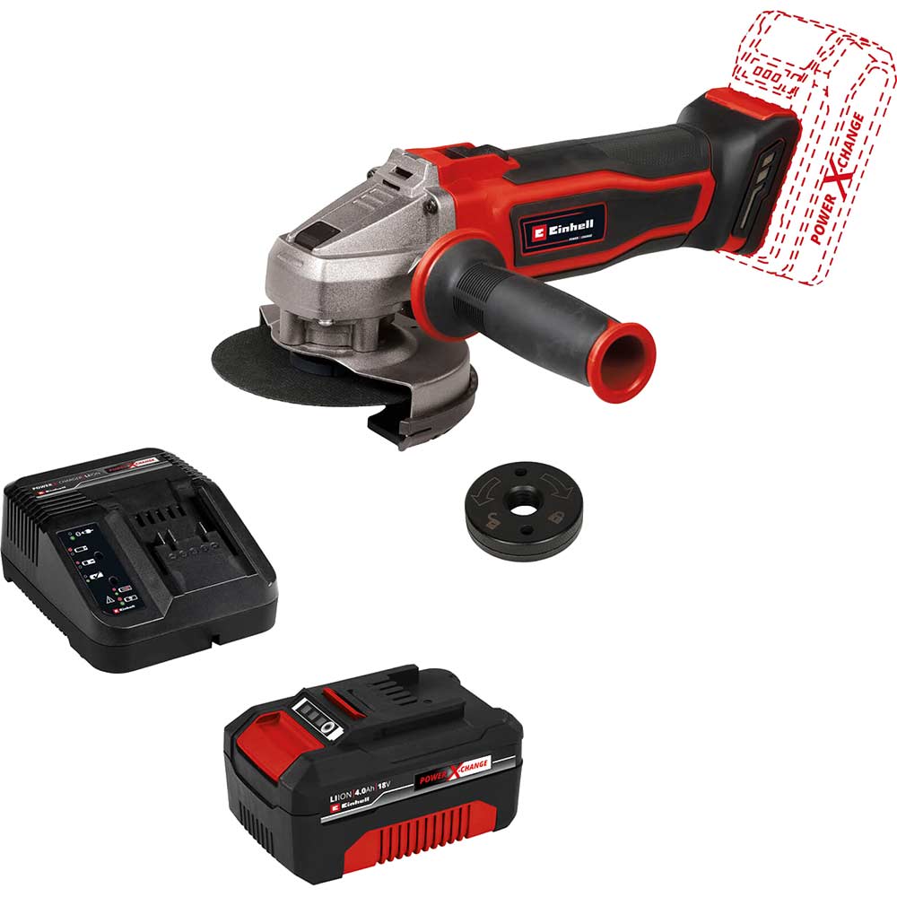 Einhell TE-AG 18/115 Q Li 18v Cordless Quick Fix Angle Grinder 115mm 1 x 4ah Li-ion Battery Charger No Case