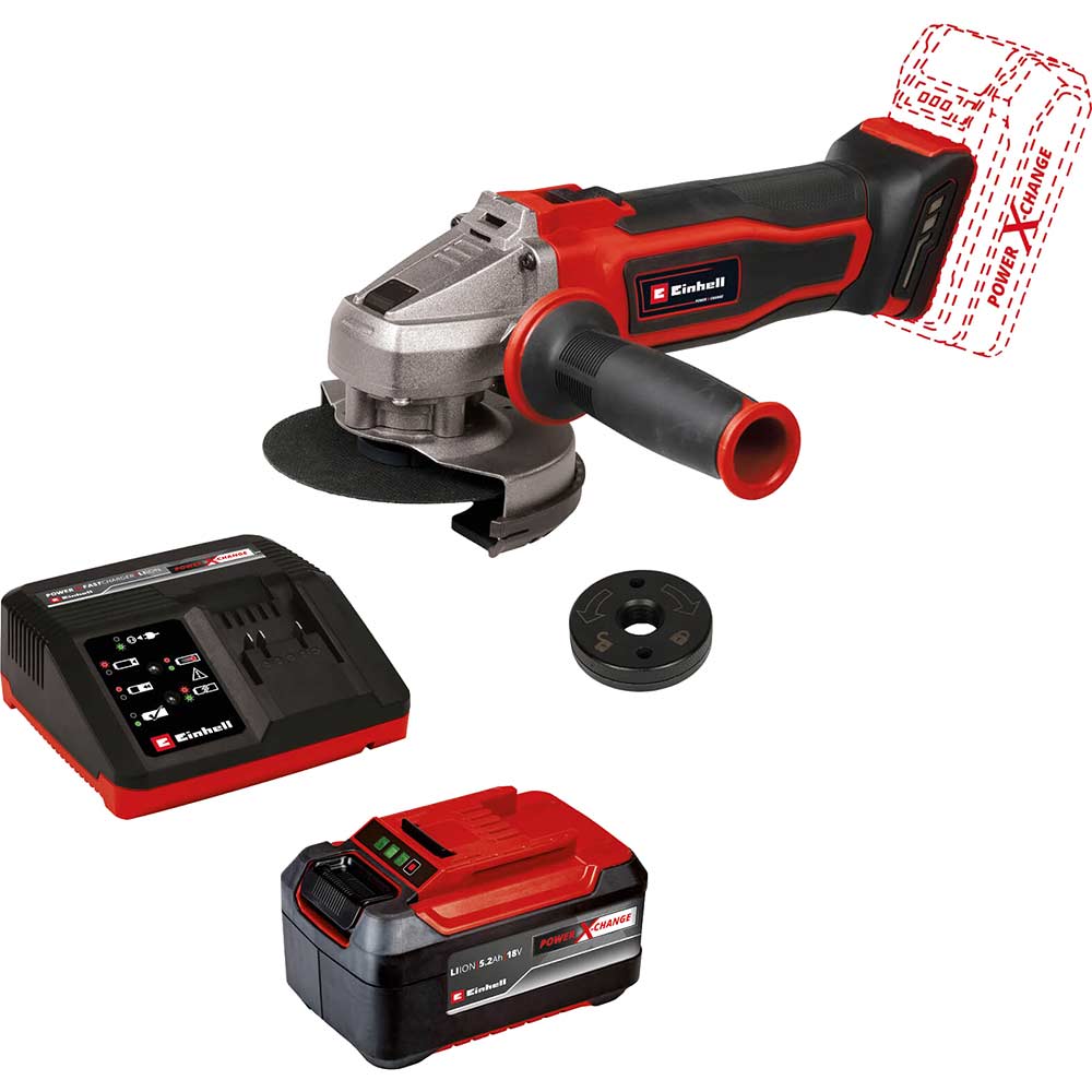 Einhell TE-AG 18/115 Q Li 18v Cordless Quick Fix Angle Grinder 115mm 1 x 5.2ah Li-ion Charger No Case