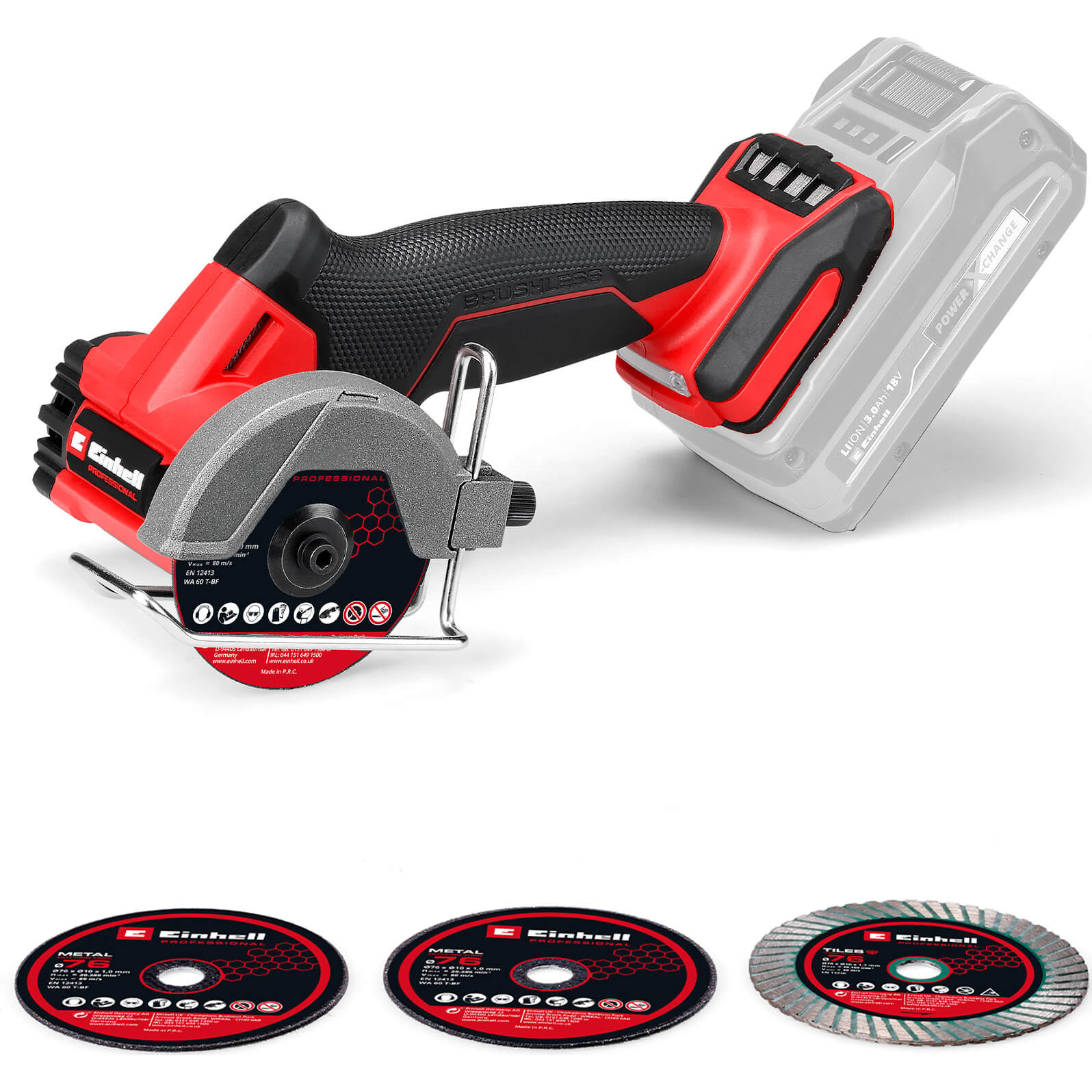 Einhell Professional TP-CO 18/76-C Li BL 18v Cordless Brushless Angle Grinder 76mm No Batteries No Charger No Case