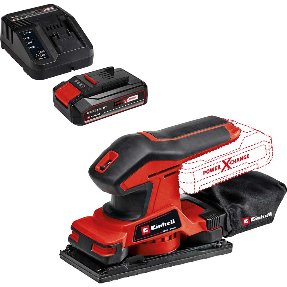 Einhell TC-OS 18/187 Li 18v Cordless 1/3 Sheet Sander 1 x 2.5ah Li-ion Battery Charger No Case