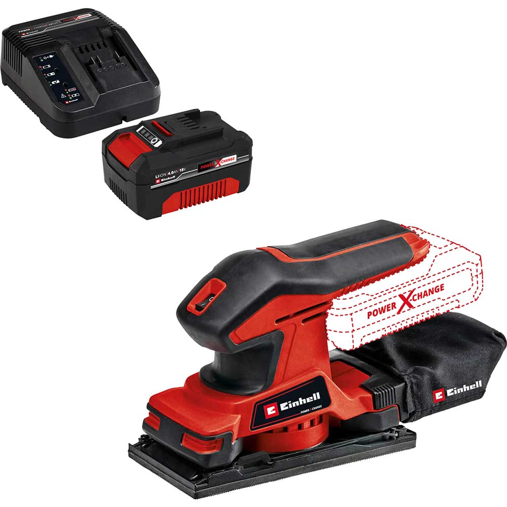 Image of Einhell TC-OS 18/187 Li 18v Cordless 1/3 Sheet Sander 1 x 4ah Li-ion Charger No Case