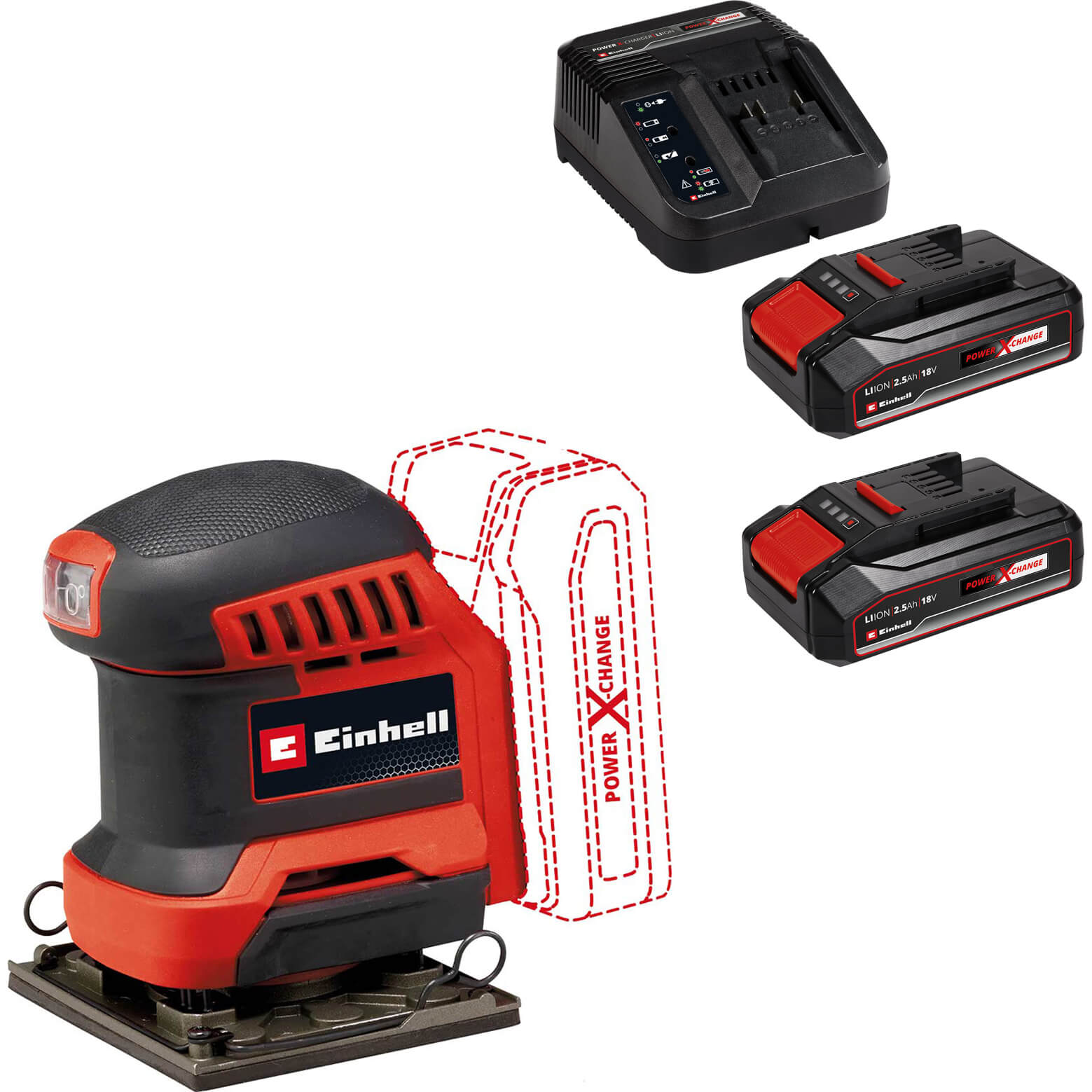 Einhell TE-OS 18/113 Li 18v Cordless 1/4 Sheet Orbital Palm Sander 2 x 2.5ah Li-ion Charger No Case