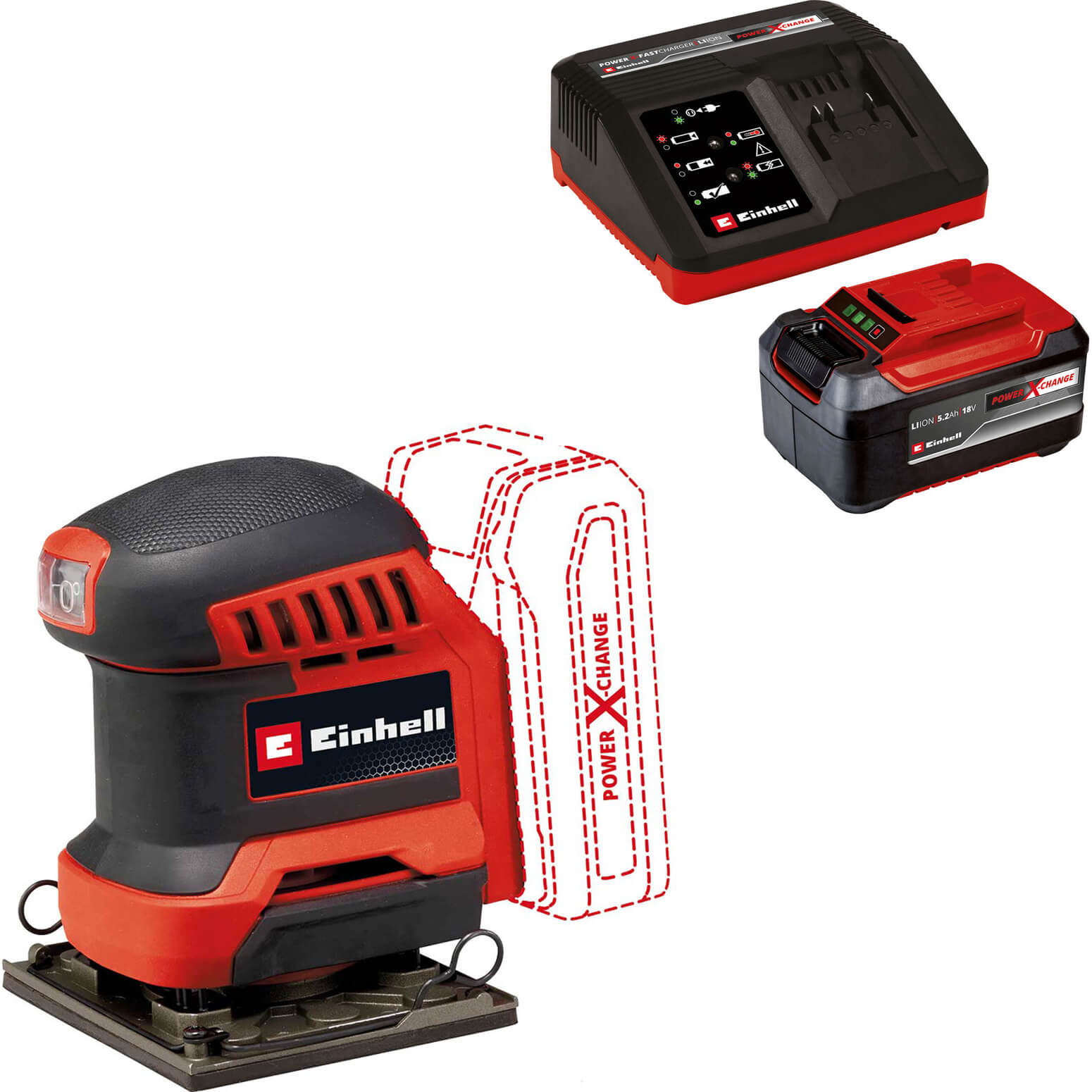 Einhell TE-OS 18/113 Li 18v Cordless 1/4 Sheet Orbital Palm Sander 1 x 5.2ah Li-ion Charger No Case