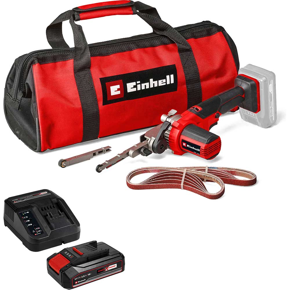 Einhell TE-BF 18 Li 18v Cordless Belt File Sander 9mm / 13mm 1 x 2.5ah Li-ion Battery Charger Bag