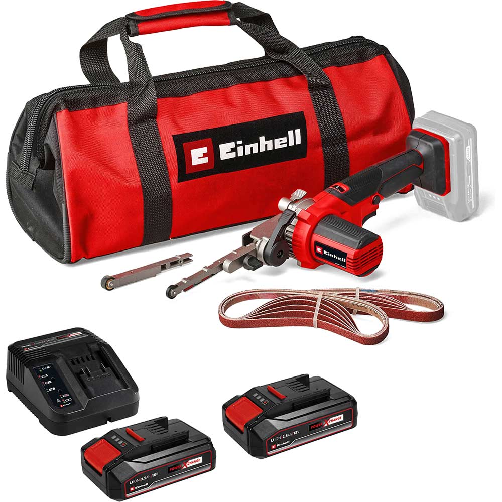 Einhell TE-BF 18 Li 18v Cordless Belt File Sander 9mm / 13mm 2 x 2.5ah Li-ion Charger Bag