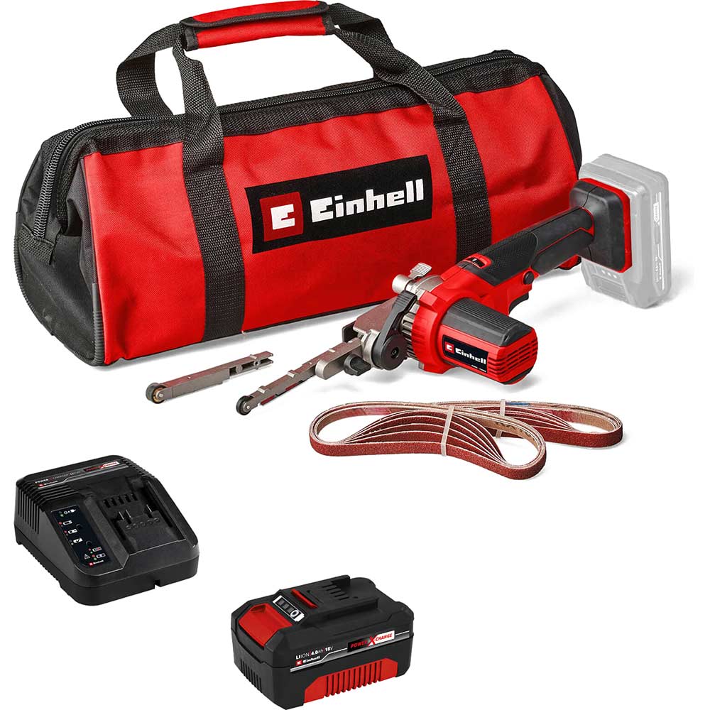 Einhell TE-BF 18 Li 18v Cordless Belt File Sander 9mm / 13mm 1 x 4ah Li-ion Charger Bag