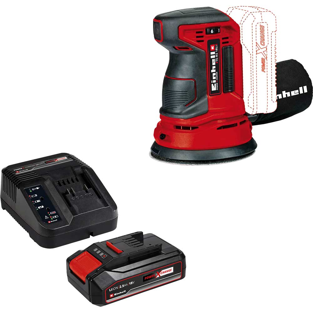 Image of Einhell TE-RS 18 Li 18v Cordless Rotating Disc Sander 125mm 1 x 2.5ah Li-ion Charger No Case