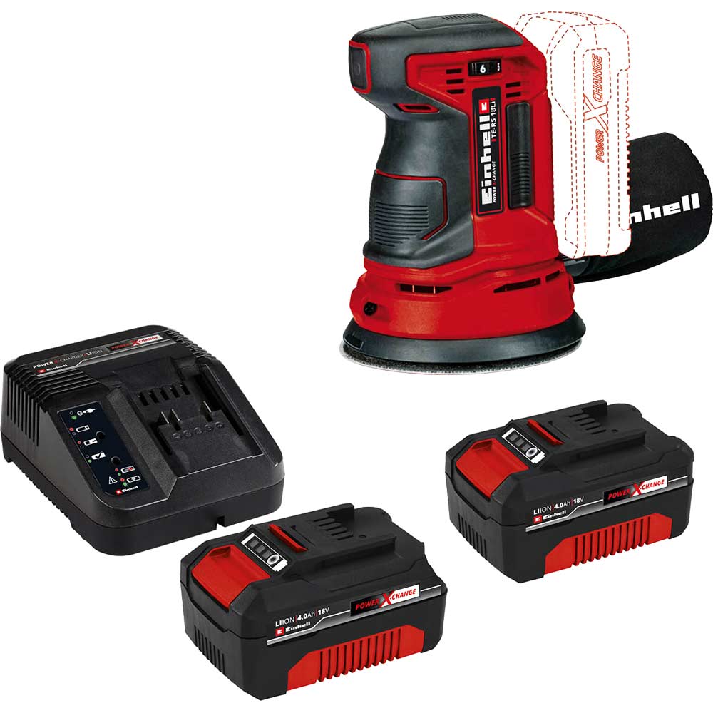 Image of Einhell TE-RS 18 Li 18v Cordless Rotating Disc Sander 125mm 2 x 4ah Li-ion Charger No Case