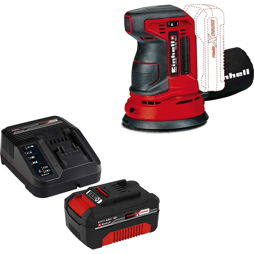 Einhell TE-RS 18 Li 18v Cordless Rotating Disc Sander 125mm 1 x 4ah Li-ion Battery Charger No Case