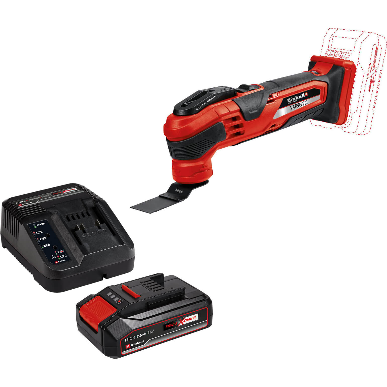 Image of Einhell VARRITO 18v Cordless Oscillating Multi Tool 1 x 2.5ah Li-ion Charger No Case