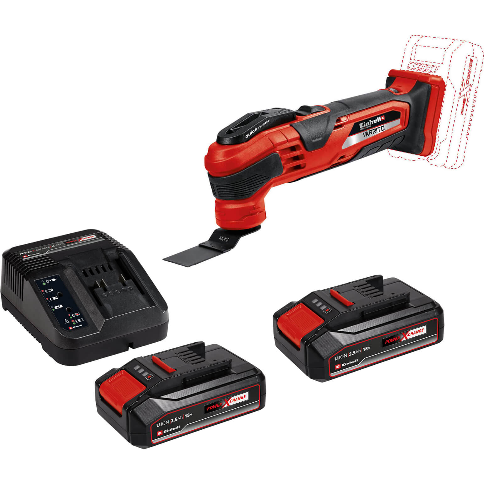 Image of Einhell VARRITO 18v Cordless Oscillating Multi Tool 2 x 2.5ah Li-ion Charger No Case