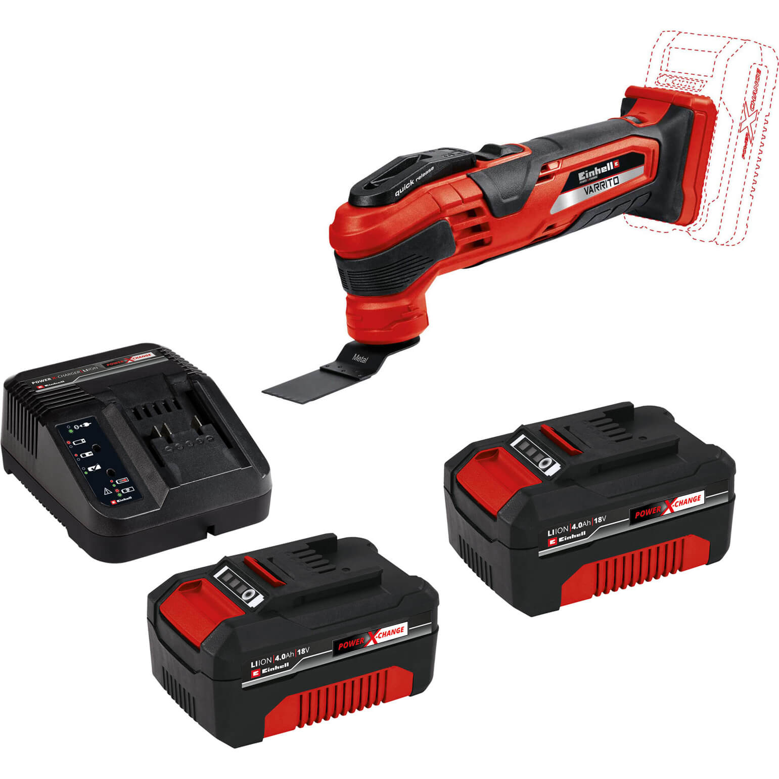 Image of Einhell VARRITO 18v Cordless Oscillating Multi Tool 2 x 4ah Li-ion Charger No Case