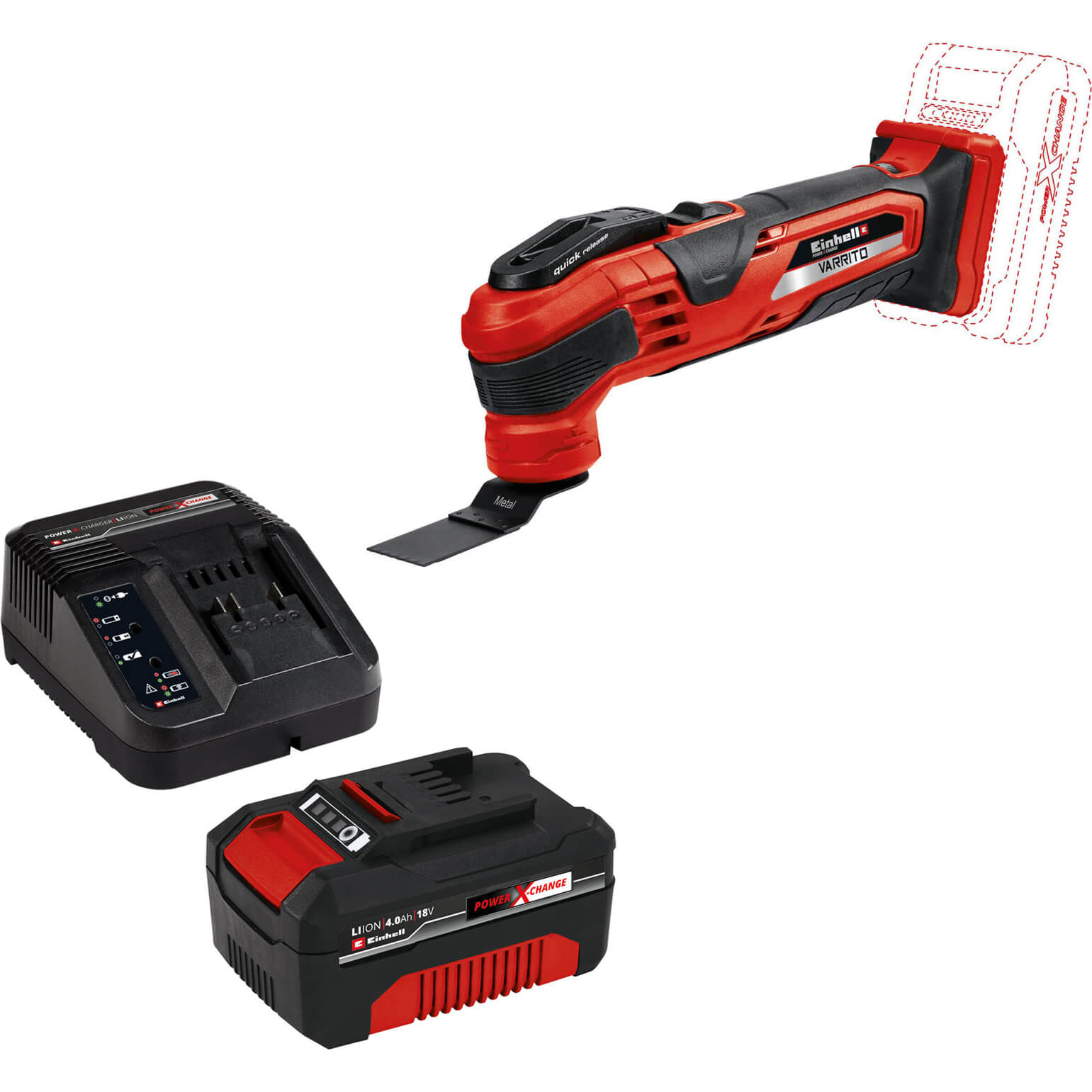 Image of Einhell VARRITO 18v Cordless Oscillating Multi Tool 1 x 4ah Li-ion Charger No Case