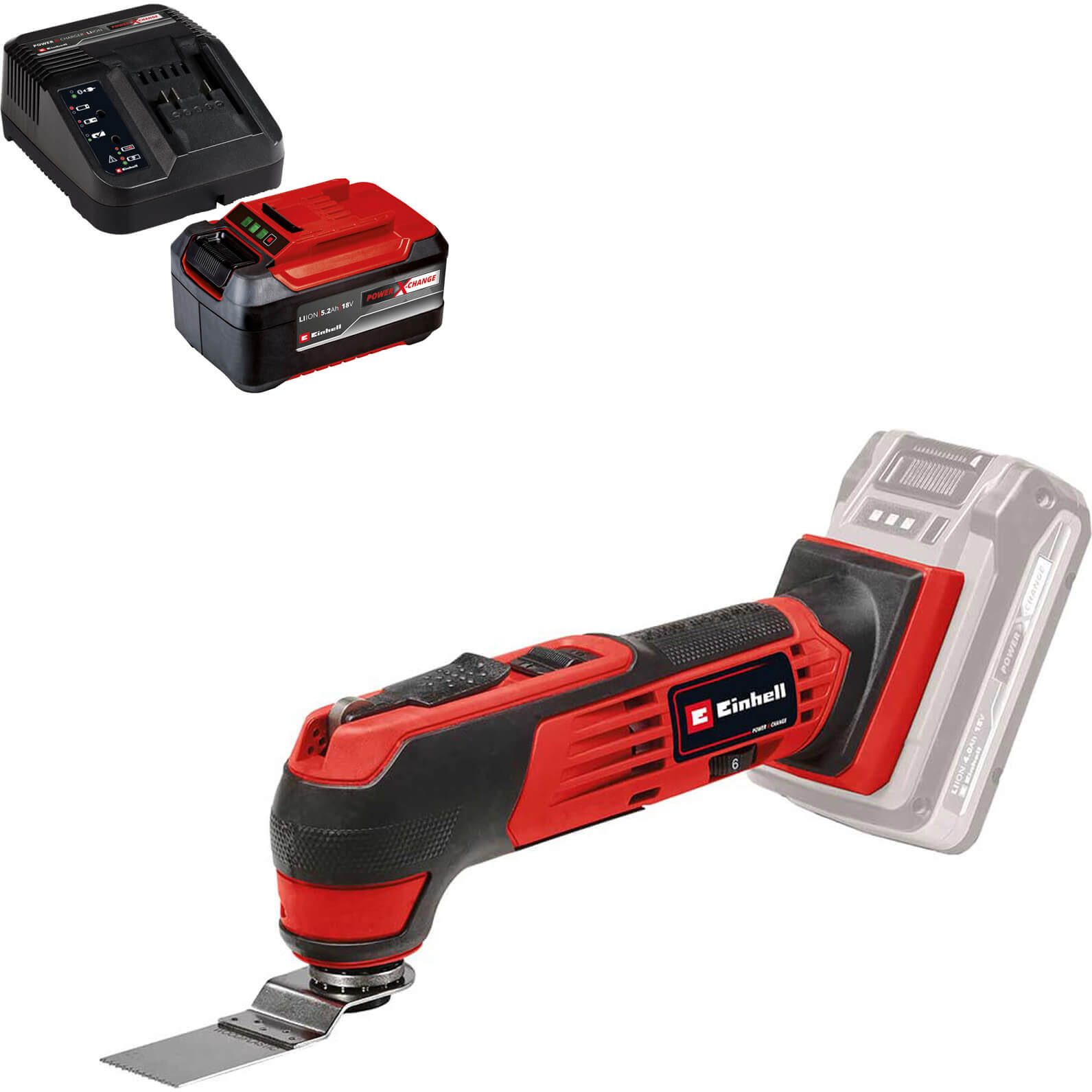 Einhell TE-MG 18/1 Li 18v Cordless OIS Oscillating Multi Tool 1 x 5.2ah Li-ion Charger No Case