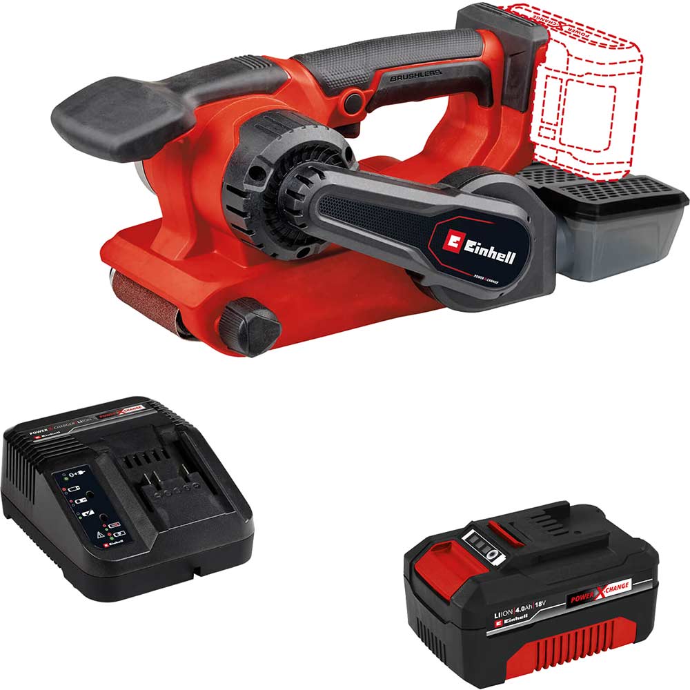 Einhell TP-BS 18/457 BL 18v Cordless Brushless Belt Sander 75mm 1 x 4ah Li-ion Charger No Case