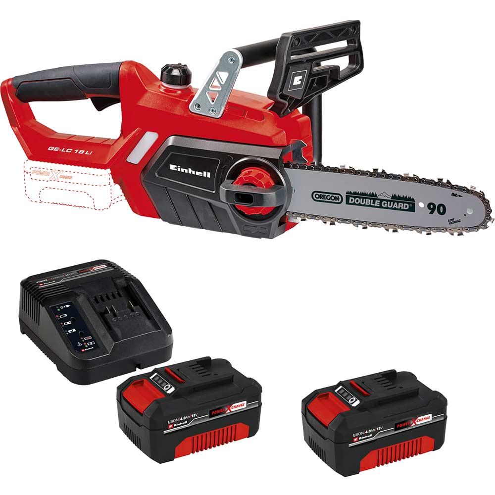 Image of Einhell GE-LC 18 Li 18v Cordless Chainsaw 250mm 2 x 4ah Li-ion Charger