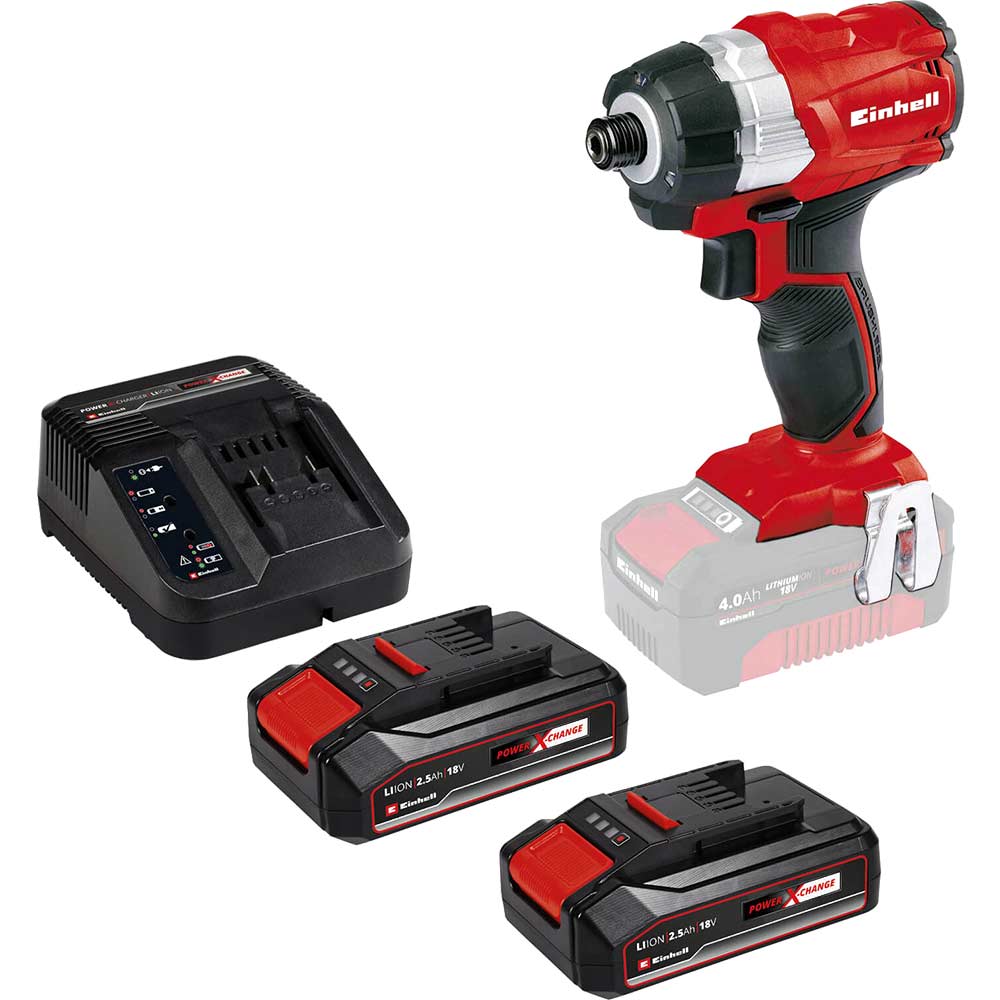 Einhell TE-CI 18 Li BL 18v Cordless Brushless Impact Driver 2 x 2.5ah Li-ion Battery Charger No Case