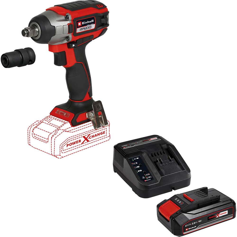 Image of Einhell IMPAXXO 18/230 18v Cordless Brushless 1/2" Impact Wrench 1 x 2.5ah Li-ion Charger No Case