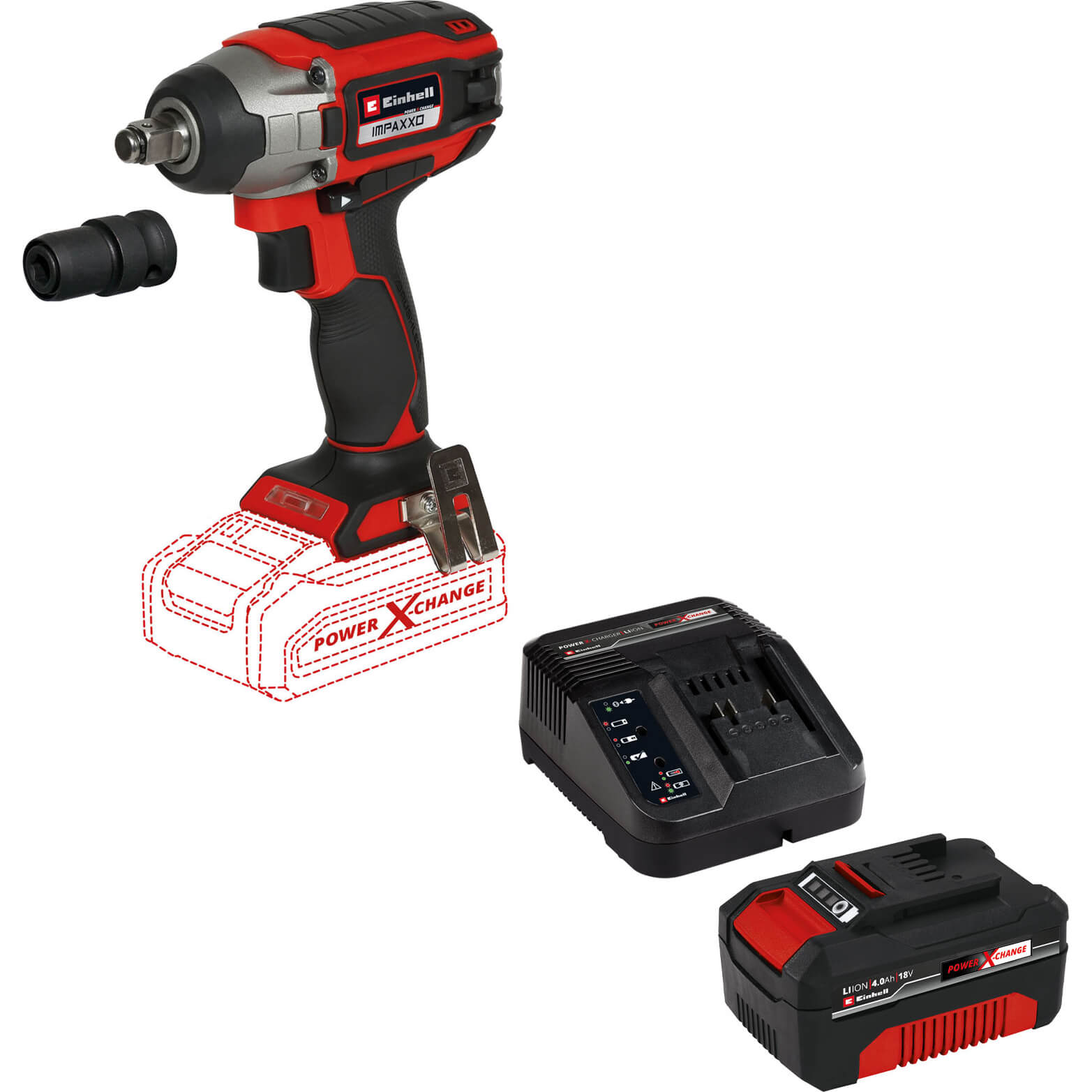 Image of Einhell IMPAXXO 18/230 18v Cordless Brushless 1/2" Impact Wrench 1 x 4ah Li-ion Charger No Case