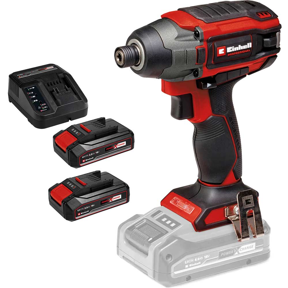 Einhell Professional TP-CI 18/220 Li BL 18v Cordless Brushless Impact Driver 2 x 2.5ah Li-ion Battery Charger No Case