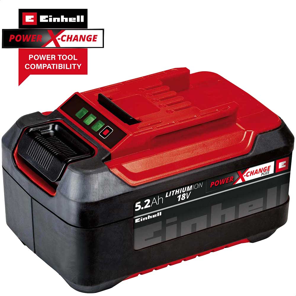 Image of Einhell Genuine Power X-Change 18v Cordless Slim Plus Li-ion Battery 5.2ah 5.2ah