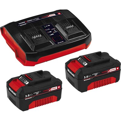 Einhell Genuine PXC 18v Cordless Twin Battery Charger and Li-ion Batteries 3ah